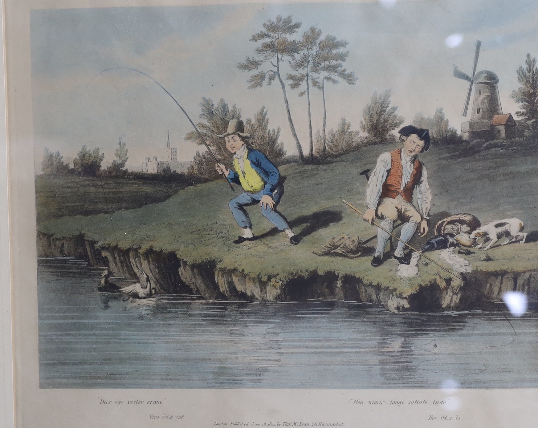 Thomas McLean Publ., a set of six colour prints, Angling cartoons, 24 x 29cm